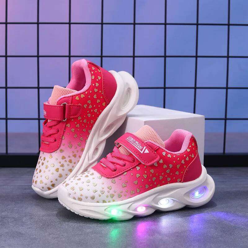 Kids' Casual Shoes Children Led Light Spring Outdoor Sneakers For Breathable Anti-slip Black Blue Pink Size 21-30 Y260128