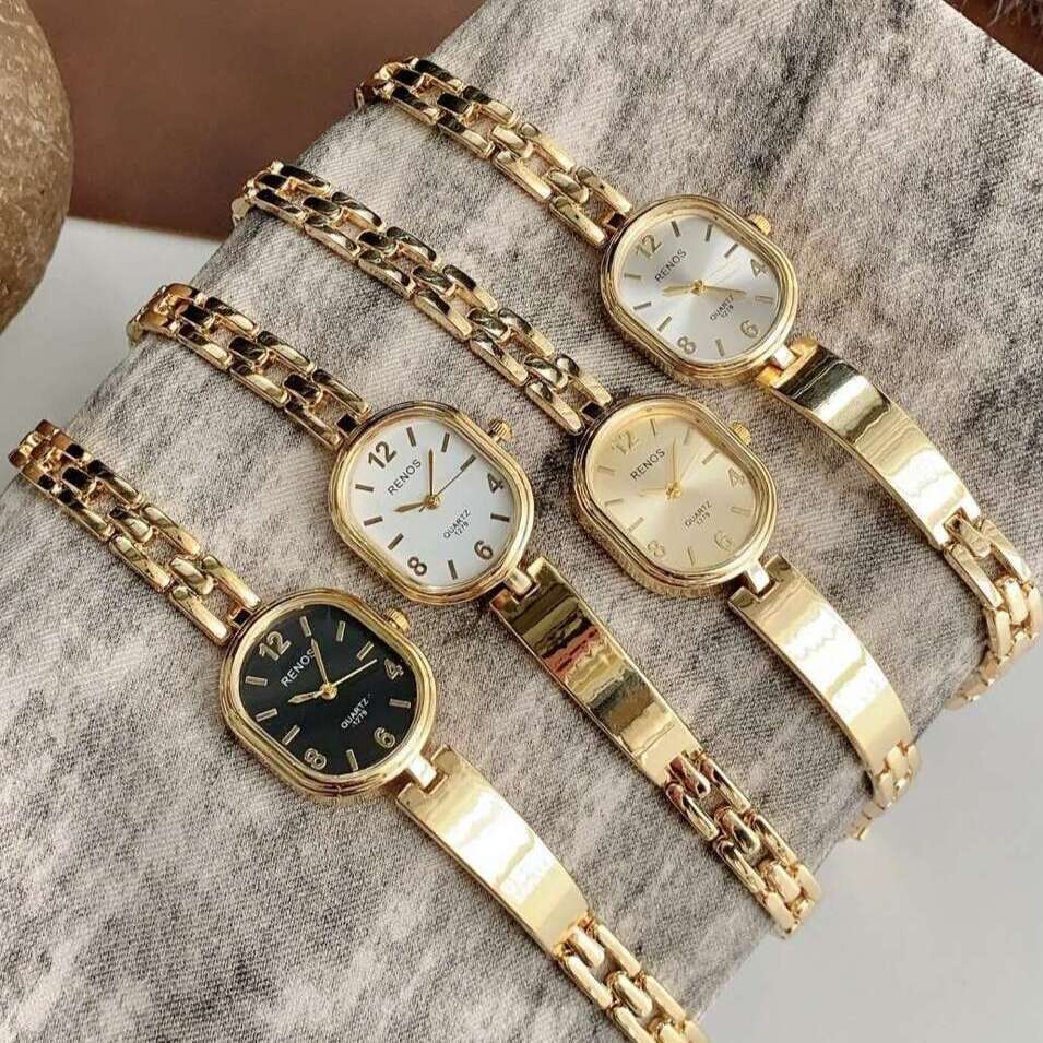 With Box Vintage Design Dainty Women's Half Bracelet Retro gold Quartz Watch Small Dial Ladies' Wristwatch Free gift