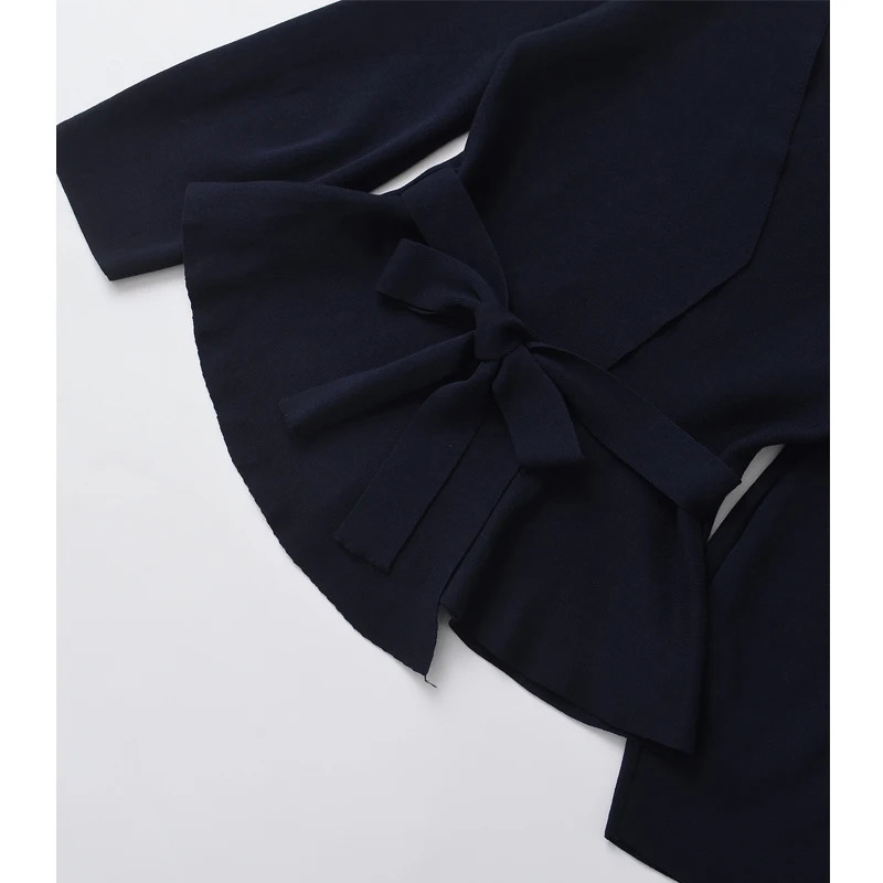 MUJER 2025 Womens Blazers Wrap Knit Casual Blazer Woman Shoulder Pads Coats and Jackets Long Sleeve Belt Blazers for Women 260120