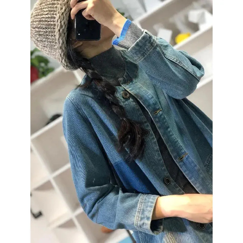 Women Denim Jacket 2025 Spring Autumn Loose Comfortable Casual Lady Cowboy Coat Retro Temperament Female Windbreaker Outerwear 260120