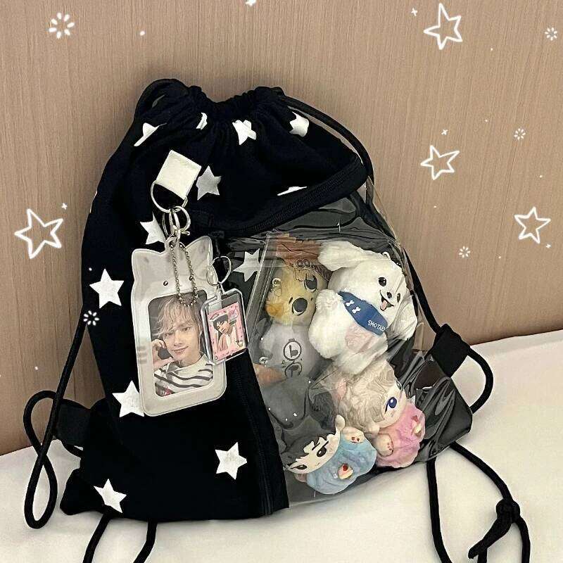 Large Capaci Bapa for Fans Casual Soft Polyester Foldable oulder Purse and Handbag Original White Star Dstring Bag Versatile