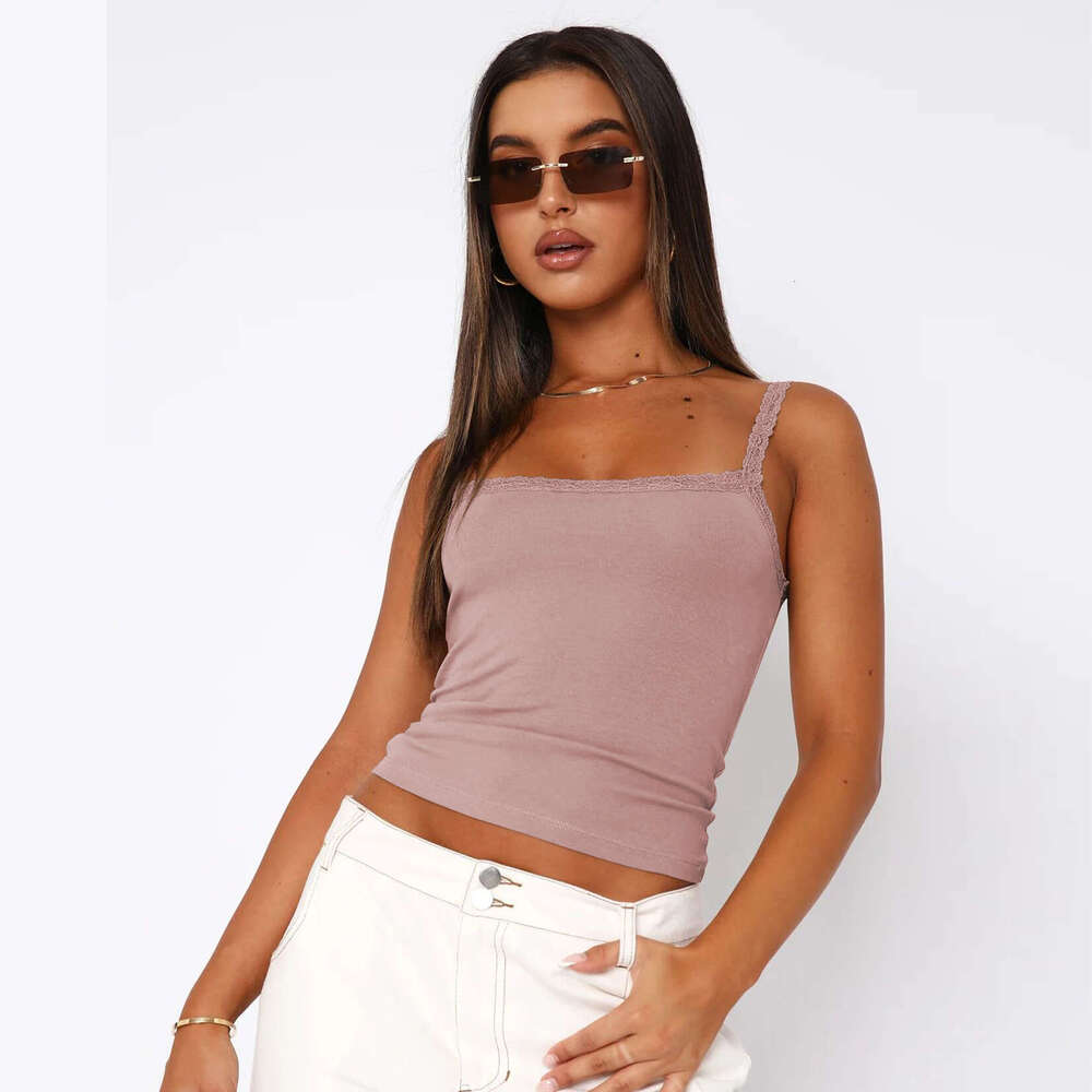 Cross-Border Spring Summer New Lace Trim Pure Desire Camisole European and American Slim Fit Base Layer Women's Sexy Hot Girl Top Wearable Outsid