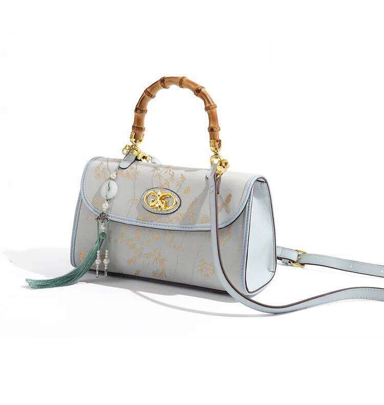 Women's handbag brand light luxury new Chinese style retro hand embroidered bag bamboo joint single shoulder crossbody