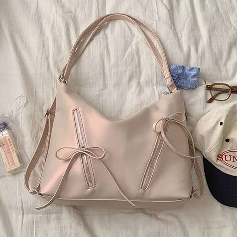 Silver Small Bow Pu Leather Shoulder Bags for Women 2026 Summer Designer Fashion Handbags and Purses Trend Crossbody Bag