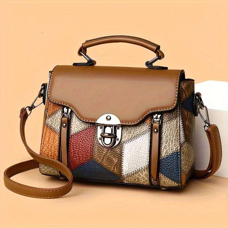 Women's Retro Rhombus Pattern Crossbody Bag Adjustable Shoulder Strap Zipper Closure, Multi-Color Options for Daily Use XJ260131