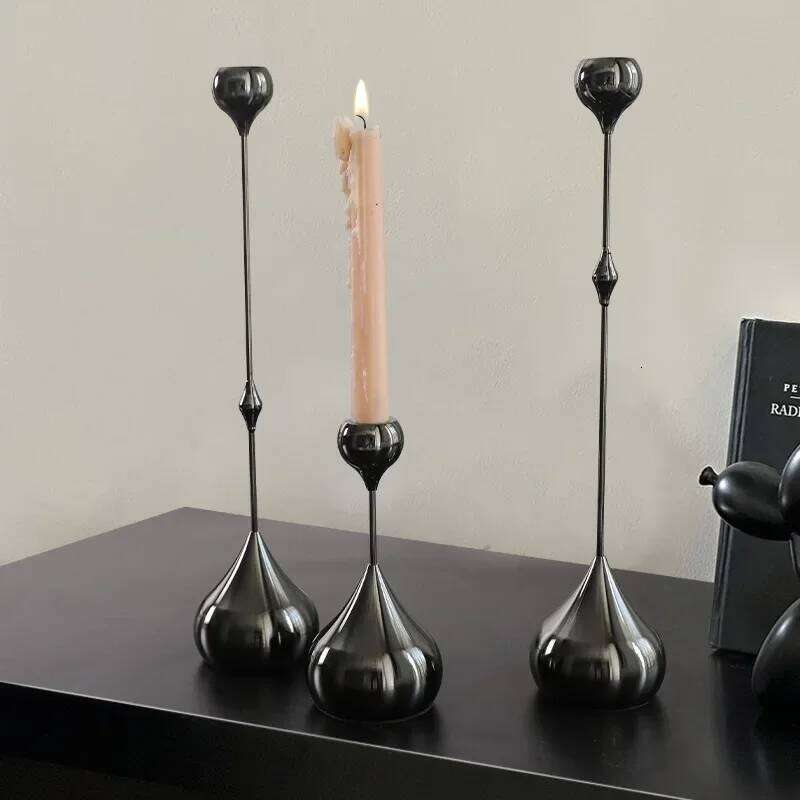 3Pcs/Set Metal Waterdrop Candle Holders Nordic Silver Candlestick Centerpiece Candelabra Living Room Ornaments Home Decore Gifts Y260131