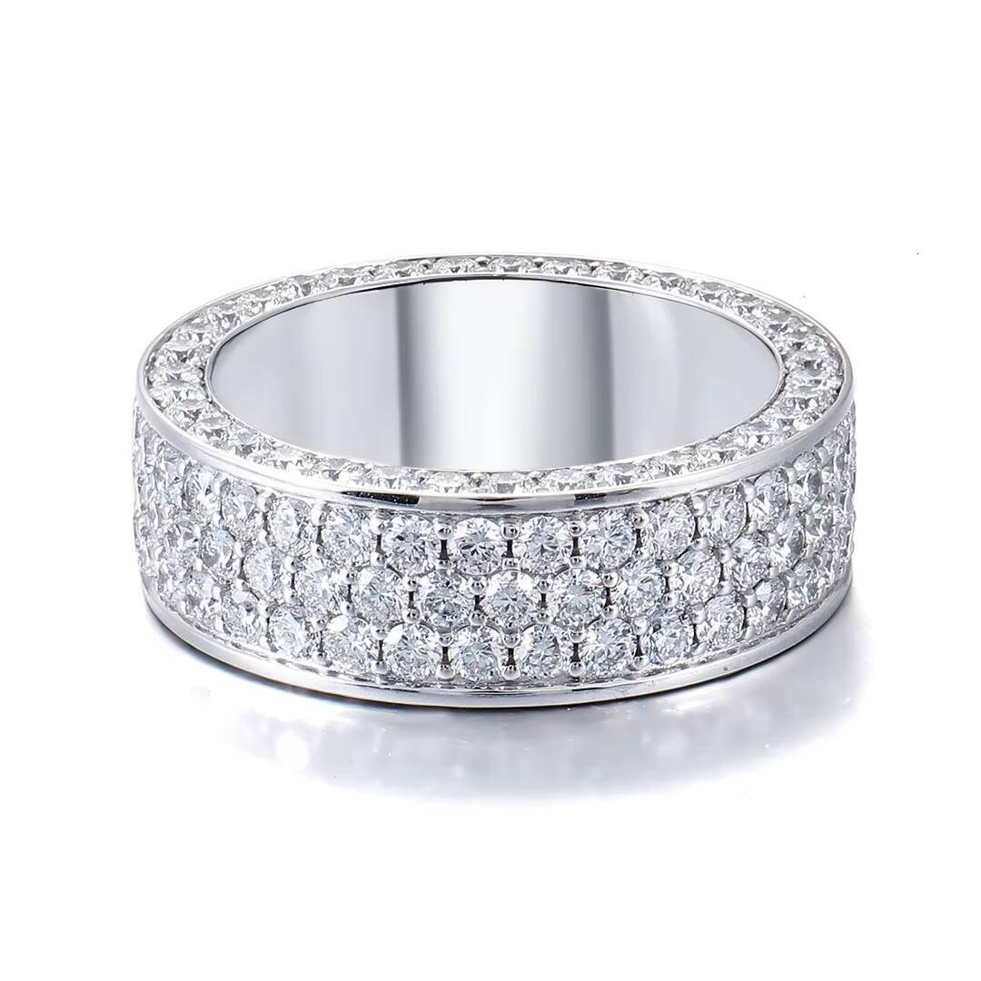 10K 14K 18K White Gold Full Star Hip Hop Jewelry Luxury Moissanite Diamond Ring Chunky Handmade Custom Fine Rings for Men Party