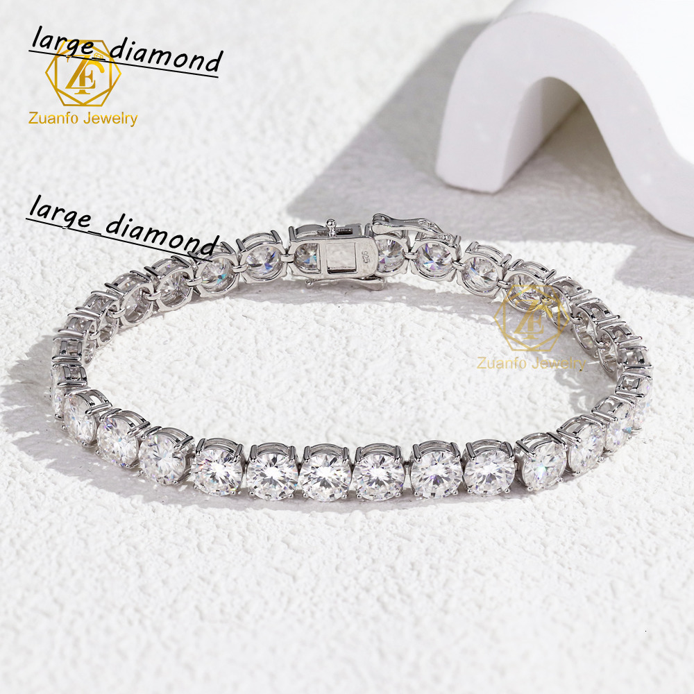 Cheapest White GRA Moissanite Tennis Chain Bracelet Ice Out Solid Gold Bracelet Hiphop Men Moissanite Bracelet