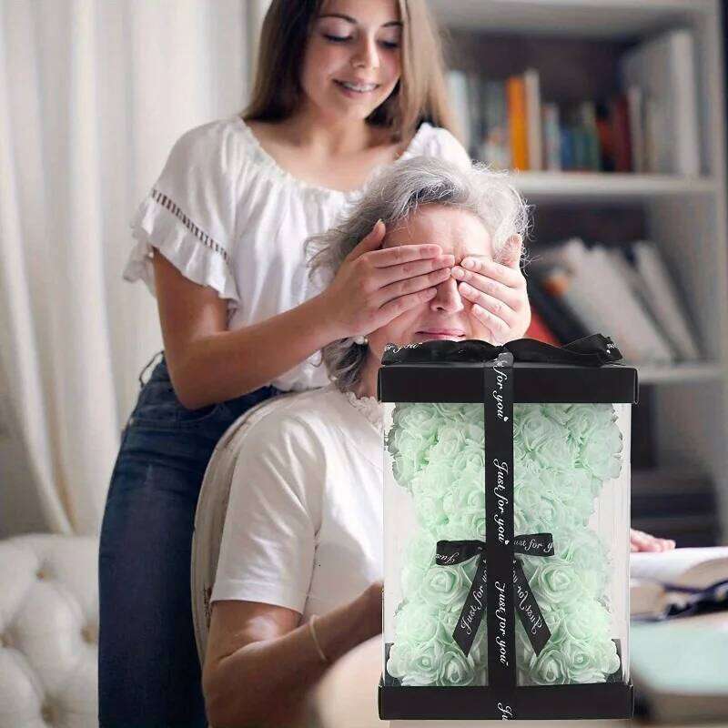 Artificial Foam Immortal Rose Bear - Perfect for Valentine's Mother's Day, Anniversaries, Weddings, Birthdays and Christmas Y260131