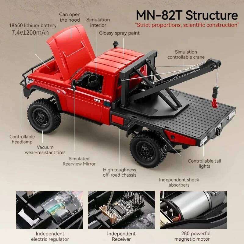 1:12 MN82 Proportional Simulation Remote-controlled Off-road Vehicle Four-wheel Drive Remote Control Pickup Model Boy Toy Gift Y260131
