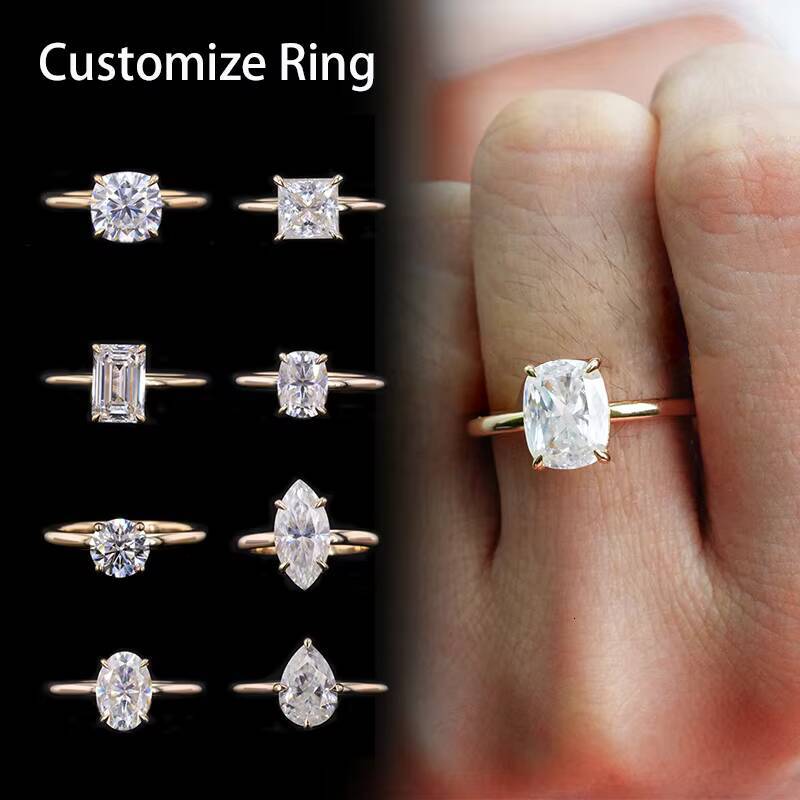 05ct 1ct DEF VS Round EX Cut Lab Grown Diamond Fine Jewelry Wedding Engagement Ring 10K 14K Solid Gold HPHT CVD Diamond Rings