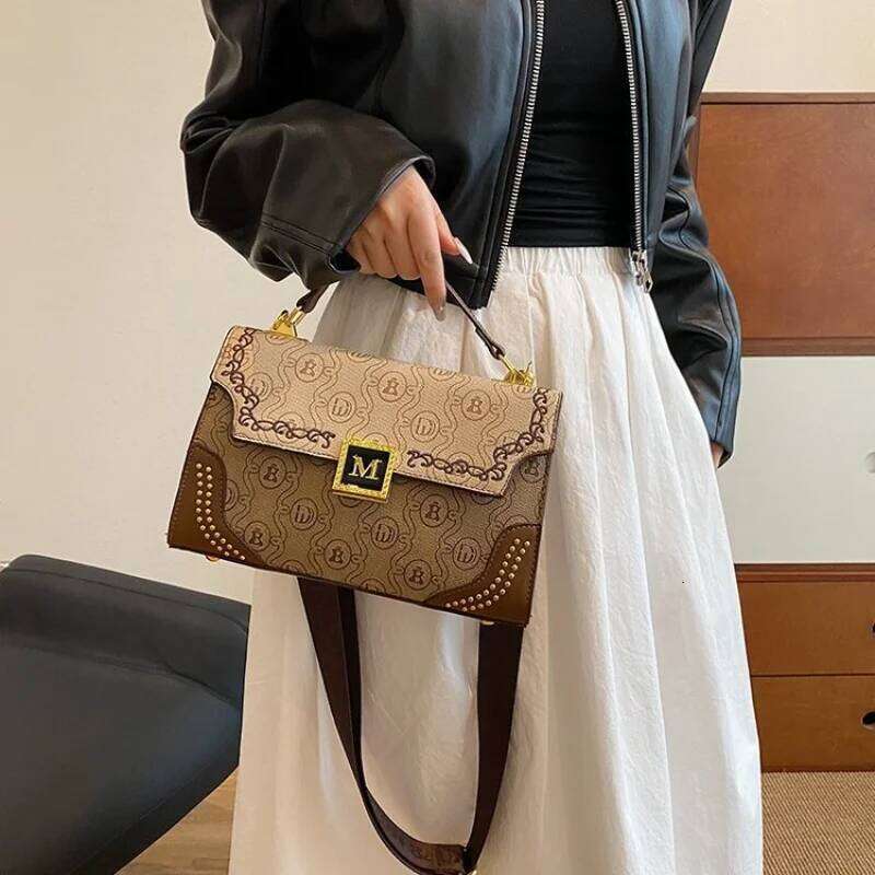 European and American Vintage Fashion Ladies' Retro Casual Crossbody Bag Comfortable Wide Shoulder Strap Handbag