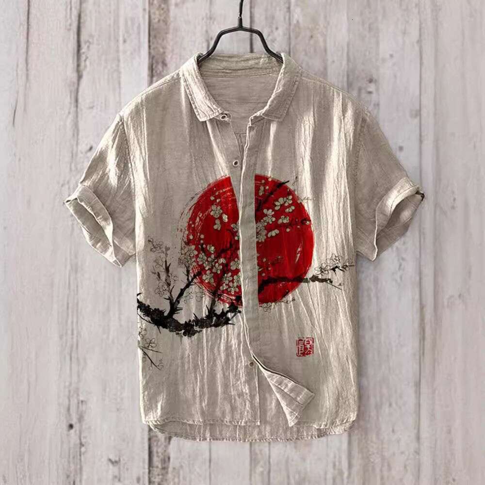 Hot-Selling Cross-Border Summer Chinese Style Digital Print Short-Sleeve Men's Stylish Comfortable Personality Shirt Luanyun Luanyun