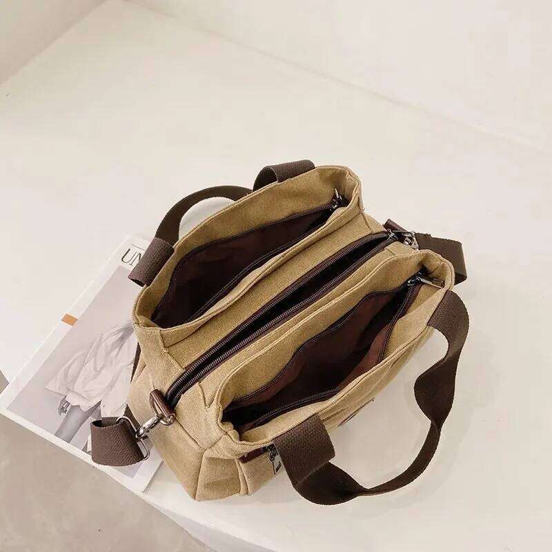 Women's Multi-Pocket Canvas Retro Shoulder Bag