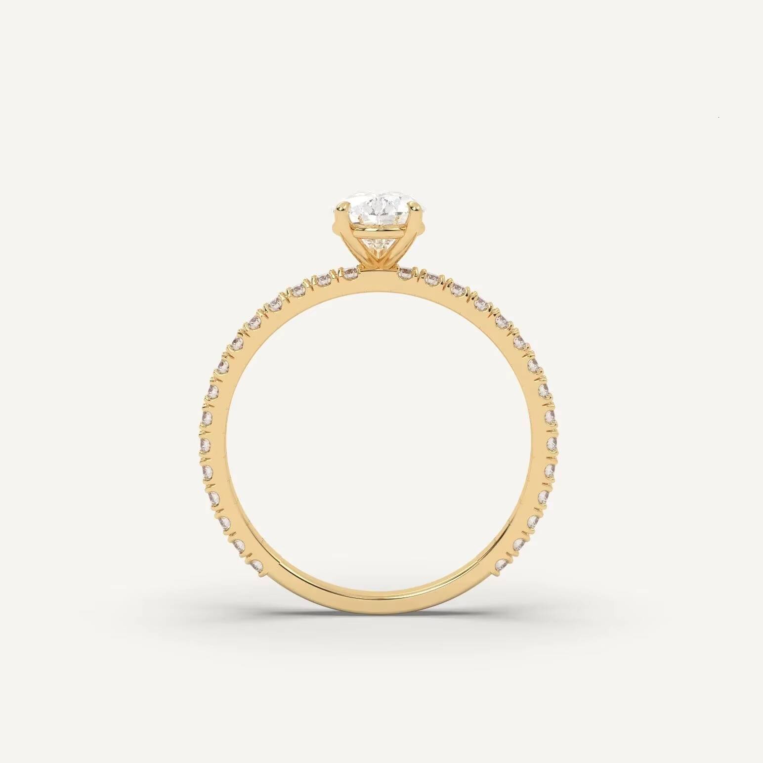 Pear Cut IGI Certified 1CT D VVS2 Lab Diamond Engagement Ring With Pave Set Side Stones 10k 14K 18k Gold Lab Grown Diamond Ring