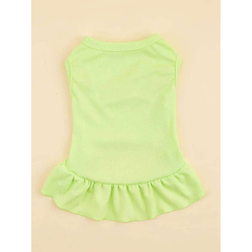 Spring Summer Thin Model Pets Tank Top Breathable Solid Color Lotus Leaf Edge Skirt Hem In The Middle Small Dog Cat H260129