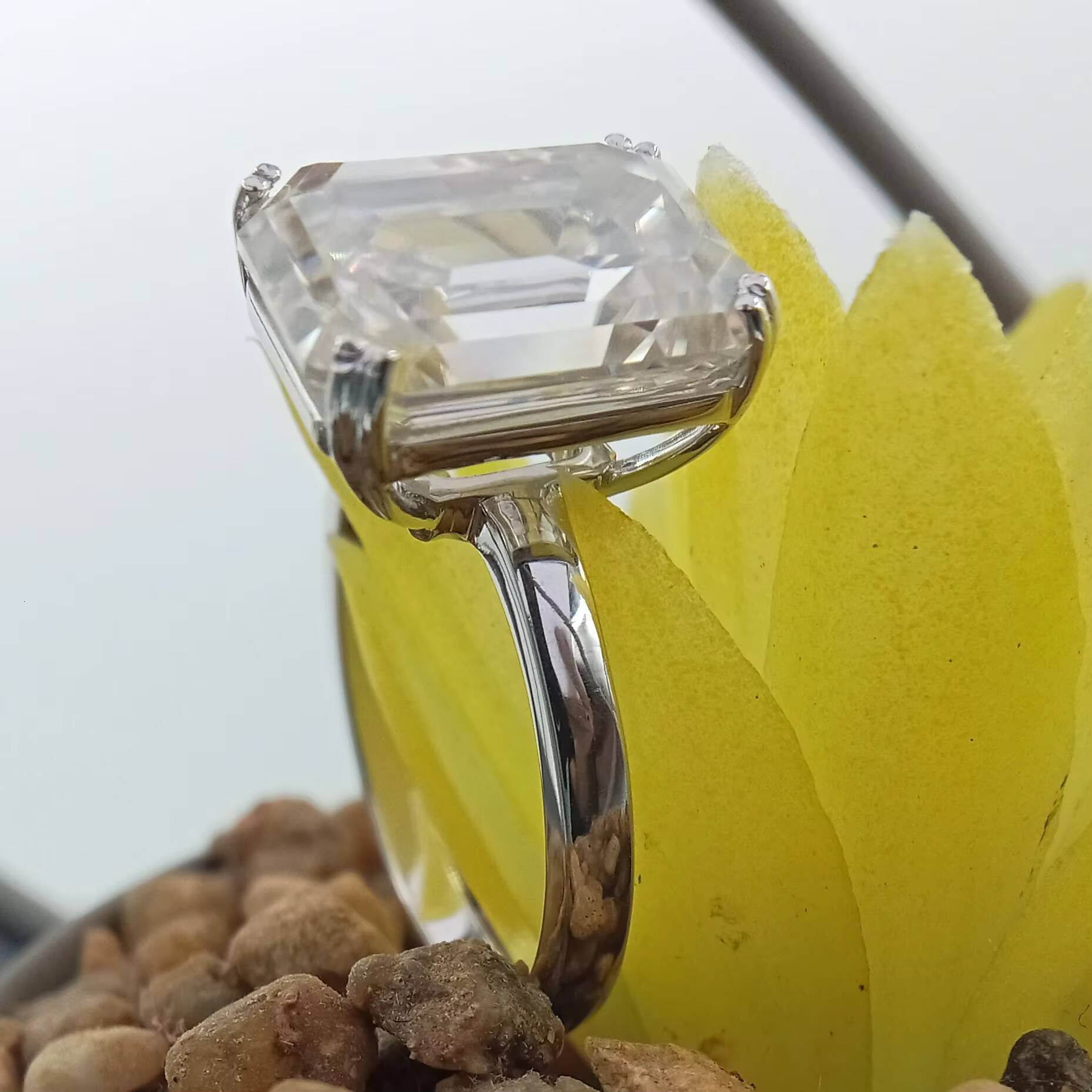 DVINS JEWELS Classic Single Halo Ring 2ct Pave Diamond S925 GIA Certified Engagement Wedding Eternity Lab Grown Emerald Cut