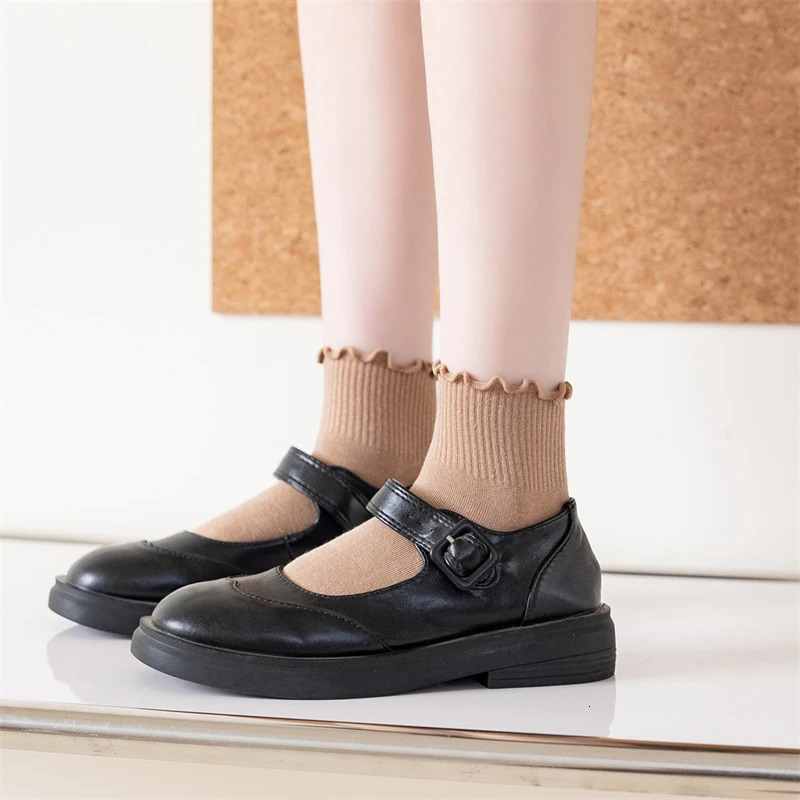 Socks For Women Cute Summer Japanese Style Breathable Girls Short Socks Kawaii Solid Color Frilly Ruffle Socks Casual Sweet 260120