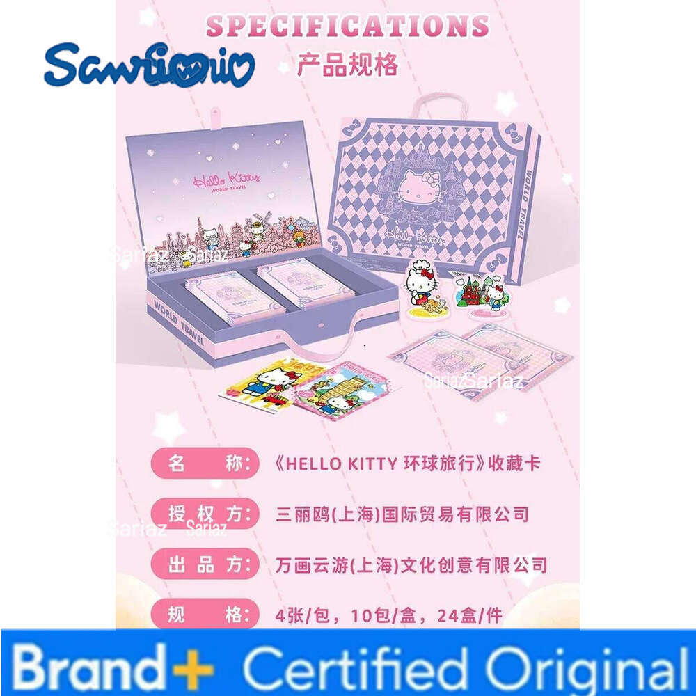 Sanrio Genuine HelloKitty Global Travel Theme Pink Cute Anime Collection Card Game Hobby Children's Toy Gift H260130
