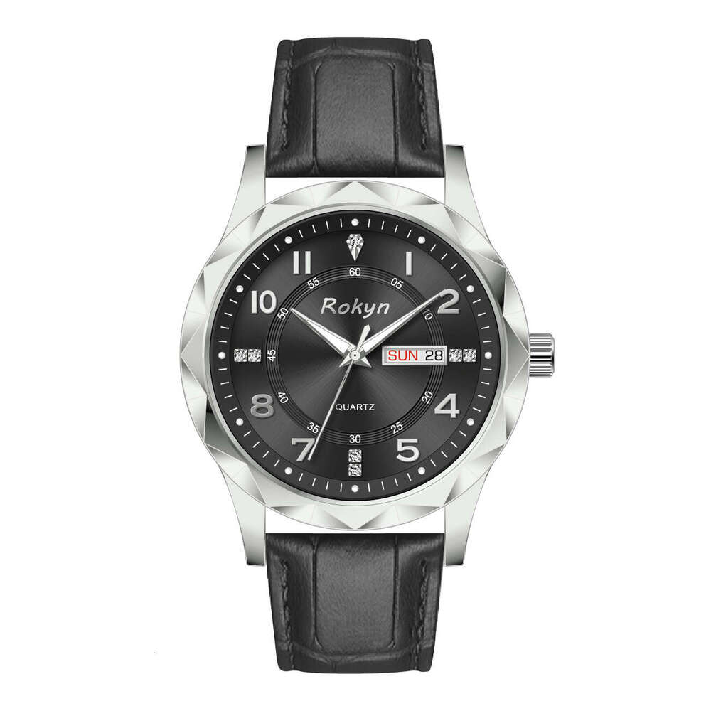 Dual Calendar Men's Waterproof Luminous Leather Strap Watch