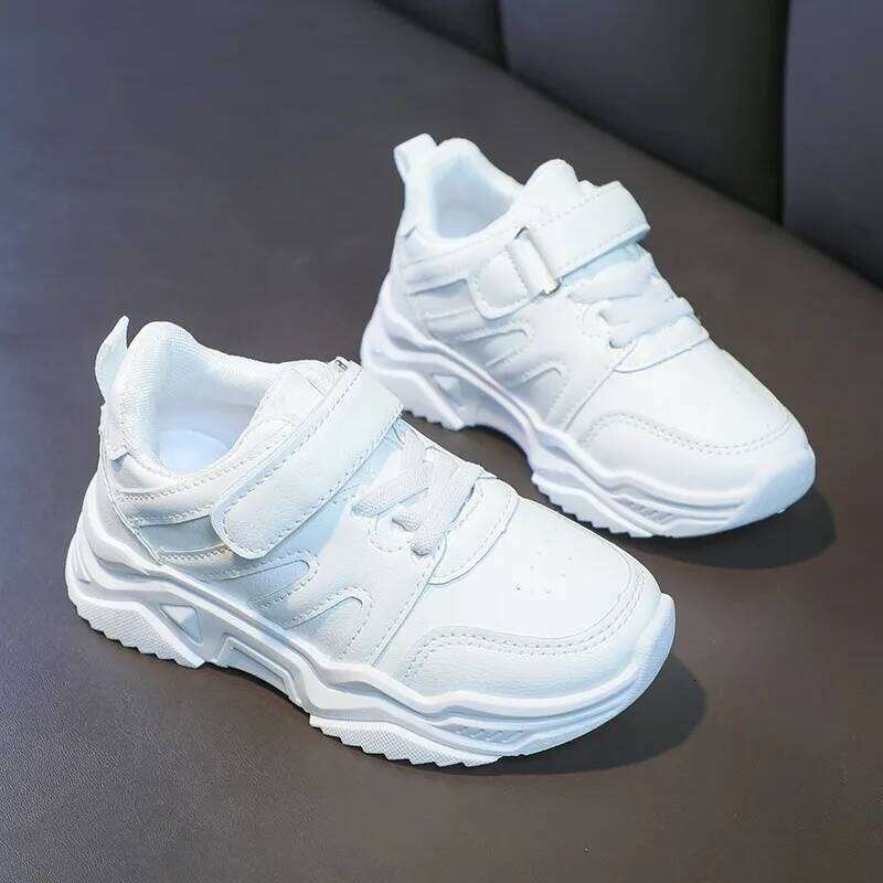 Spring Kids White Sneakers Leisure Chunky Concise Fashion Boys Girls Sport Shoes 26-37 Running All-match Children Trainers Y260128