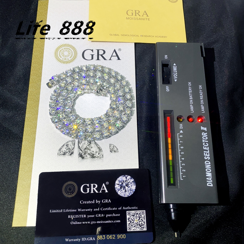 Mens Chains 925 Silver Iced Out 2MM 3MM 4MM 5MM 65MM 7MM 75MM 8MM VVS Moissanite Tennis Chain Hip Hop Fine Jewelry