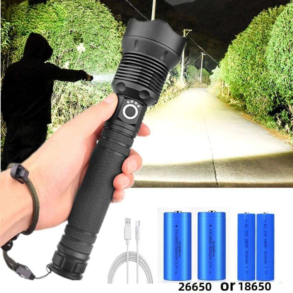 USB Powerful xhp70.2 Flashlight Super Bright Rechargeable Zoom LED Tactical Torch xhp70 18650 or 26650 Battery Camp Lamp H260131
