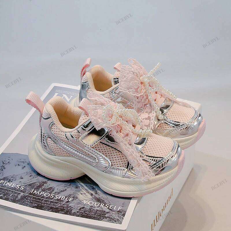 Baby Hot Sale Spring/Autumn Fashion Breathable Thick Sole Bow Beaded Sport Soft Walking Sports Casual Kid Vulcanized Shoes Y260128