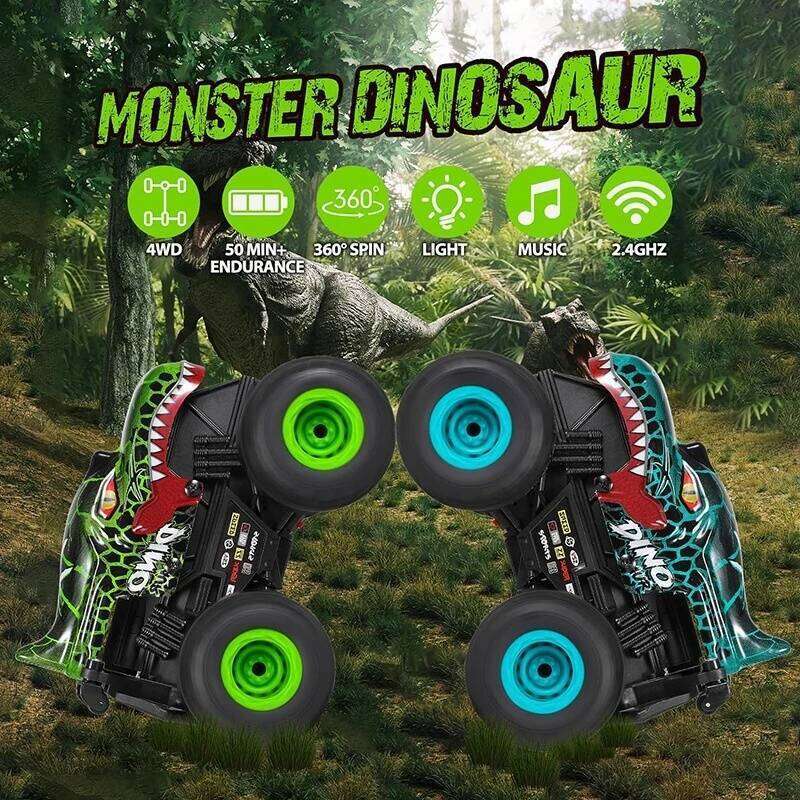 2.4 With Music And Lighting 1:20 Remote Control Stunt 360 Degree Rotation Dinosaur Shark Head Cool Children'S Toy Car Y260131