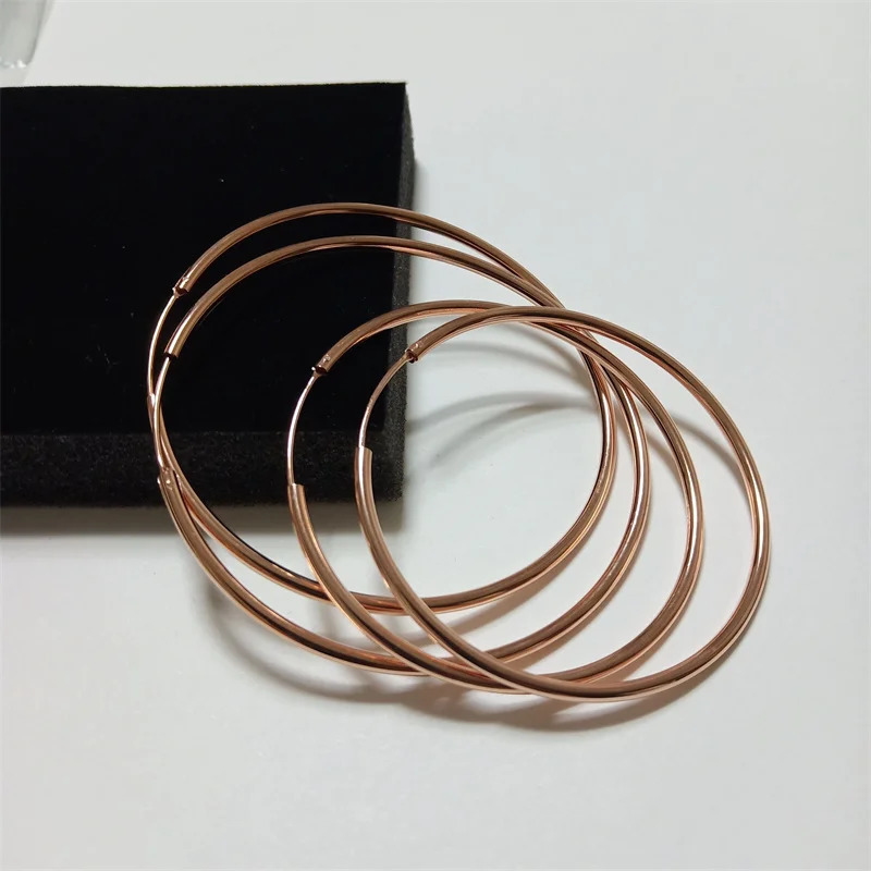 Senlissi -Rose Gold Hoop Earrings For Women 925 Sterling Silver Original Fashion Earring C K Rings gold 260126