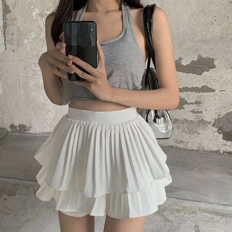Tiered Ruffled Mini High Waist Layered Flowy Chiffon Short Skirt Summer Spring Women Soft-Girl Fairycore Outfit XJ260131