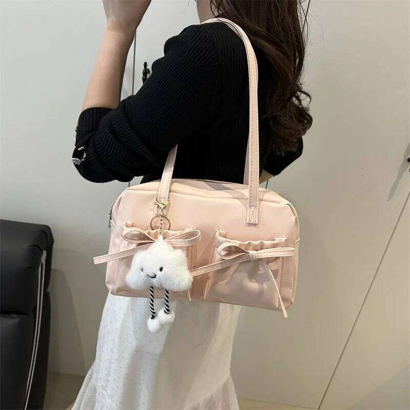 Cute Bow Tie Design Underarm Bags for Women 2025 Y2K Korean Fashion Handbags and Purses Pu Leather Shoulder Designer Bag XJ260130