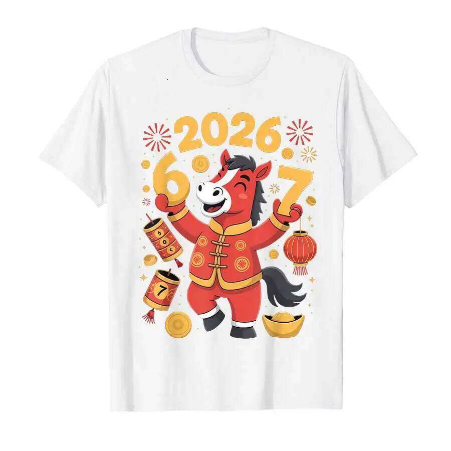 Funny Chinese New 2026 Year of The Horse 67 Meme T-shirt For Men Women 100% Cotton T Shirts Short Sleeve Tops P733 C260131