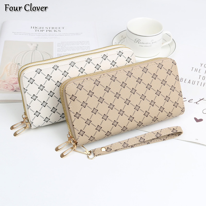 Ladies' Long Wallet New Fashion Double-Layer Zipper Pouch Purse Large Capacity Multi-Card Holder ID Money Clip Wallet Multifunctional Luxury Wall