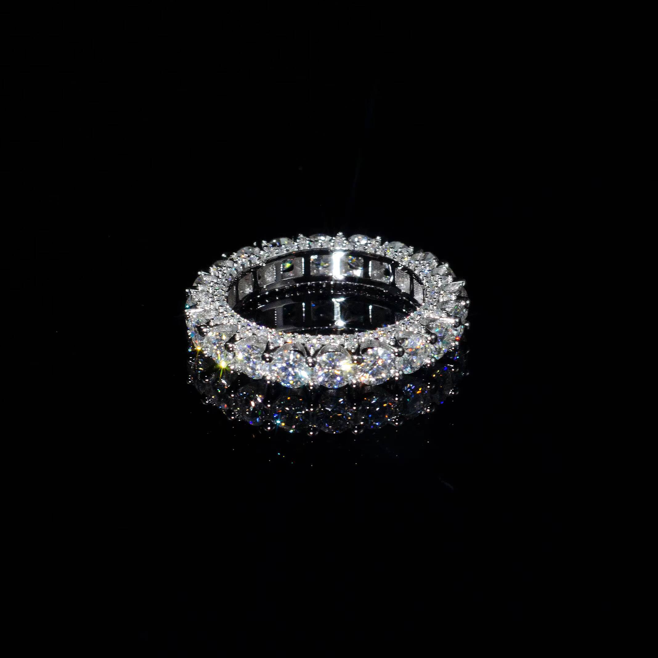Custom Hip Hop Cuban Style Ring Pass Tester Iced Out Diamond VVS 925 Sliver Moissanite Fine Jewelry Wedding Ring for Man Women