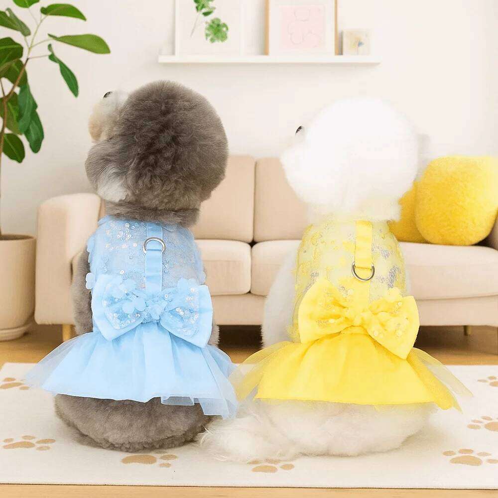 Cat Apparel Sweet Summer Pet Princess Skirt Soft Breathable Dress Thin Design Cute Dog Vest Harness Autumn H260130