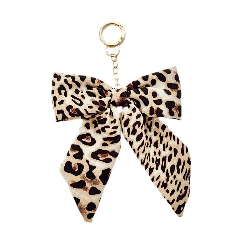 Keychain Print birthday gift Bow Fashion Leopard Fabric Scarf Bag Charm Creative Pendant Exquisite Accessory Ideal Gift for Women