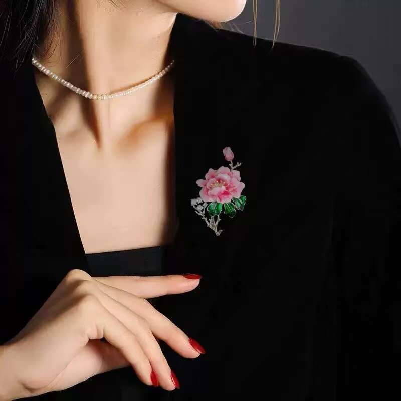 National New Chinese Style Elegant Classic Luxurious Exquisite Versatile Peony Flower Brooch Manufacturer Wholesale