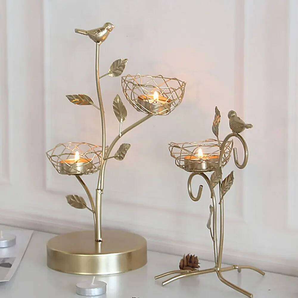 Wrought Iron Golden Bird Home Decor Candle Holders Wedding Decoration Accessories Candlesticks For Candelabro Centerpiece Y260131