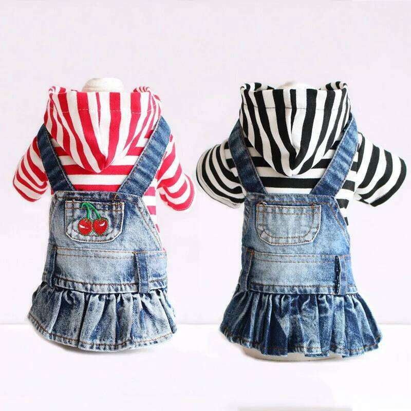 Denim Dogs and Cats, Cotton Clothes Small Dogs, Puppy Hoodie, Skirt for Spring, Chihuahua, Yorkie Outfit H260129