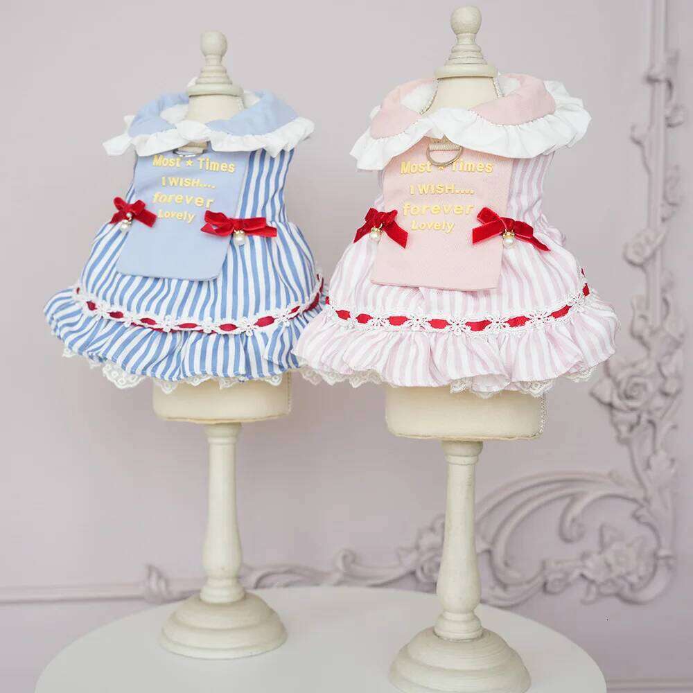 Pet Autumn and Winter Striped Princess Skirt Medium-sized Coat Warm Cat Dog Dresses for Small Dogs Puppy Clothes H260130