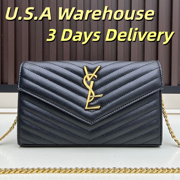 Designer Bag Fashion Women's Shoulder Bag Luxury Gold Chain Crossbody Genuine Leather Purse Handbag Mini Handbag Black Wallet Cassandre Matelasse bag 01