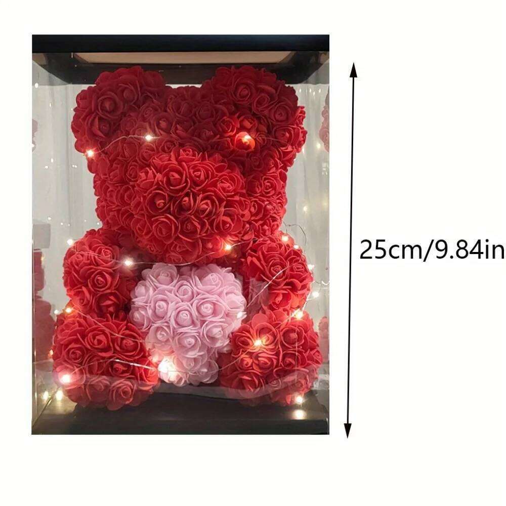 Women, 9.8in Mother's Rose Teddy Gifts for Women Mom, Artificial Flower Bear Valentine's Day Y260131