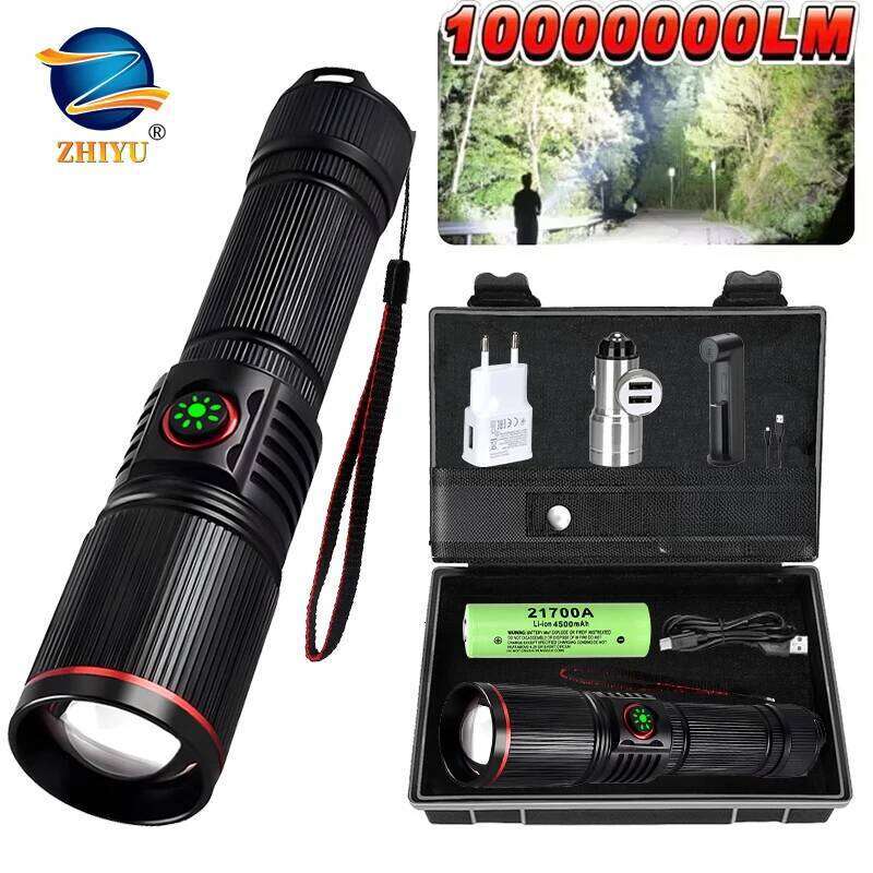 Ultra Bright LED Aluminum Alloy Flashlight USB Rechargeable Telescopic Zoom Torch Outdoor Stepless Dimming Camping Flashlights H260131