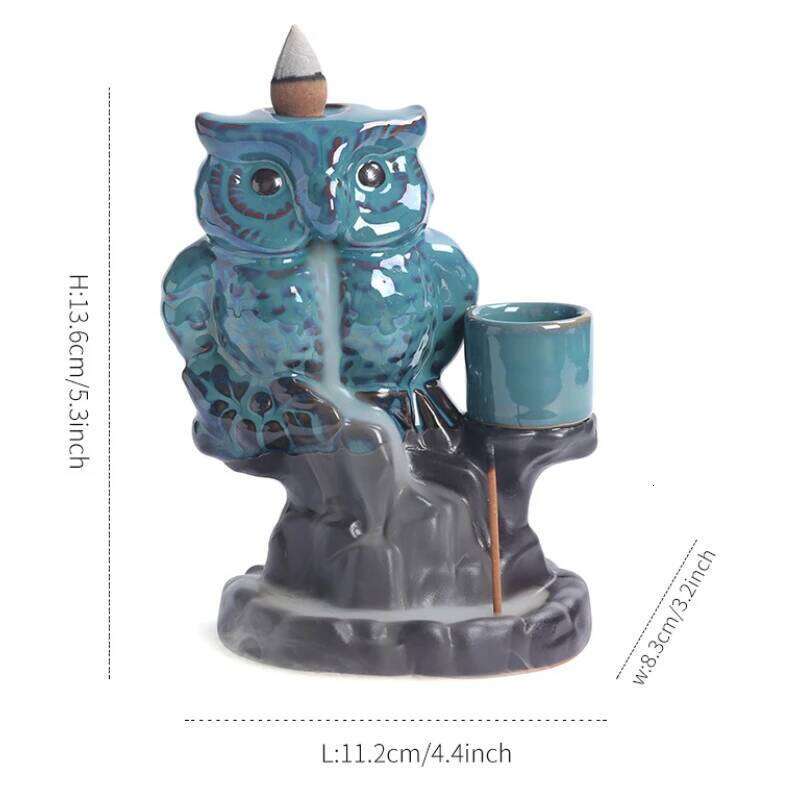 Creative Ceramic Burner with Backflow Feature Home Decoration & Candle Holder Gift for Owl Lovers Without Incense Y260131