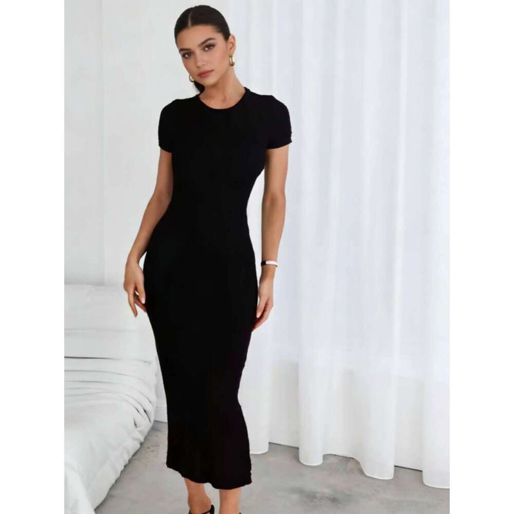 Women's elegant fashionable short-sleeved hip-covering dress, popular European and American style, can be worn in all season XJ260131