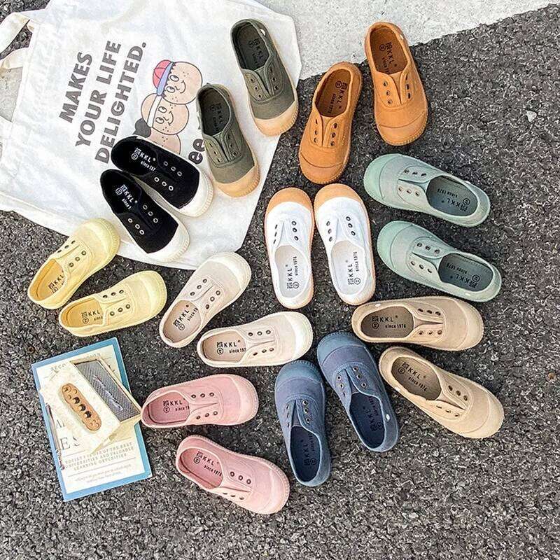 Children Spring Autumn Casual Canvas Boy Fashion Soft Soled Toddler Girl RoundToes Solid Colors Breathable Kid Shoes Y260128
