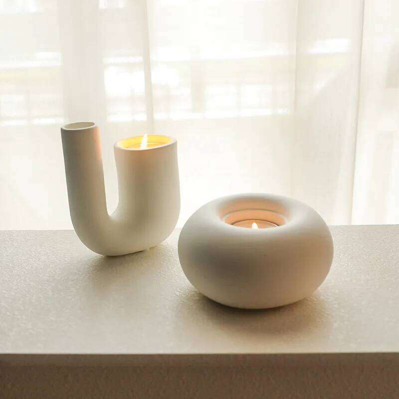 Nordic Ceramic Candlestick White Holders Candle Holder Wedding Table Living Room Home Ornament Decoration Y260131