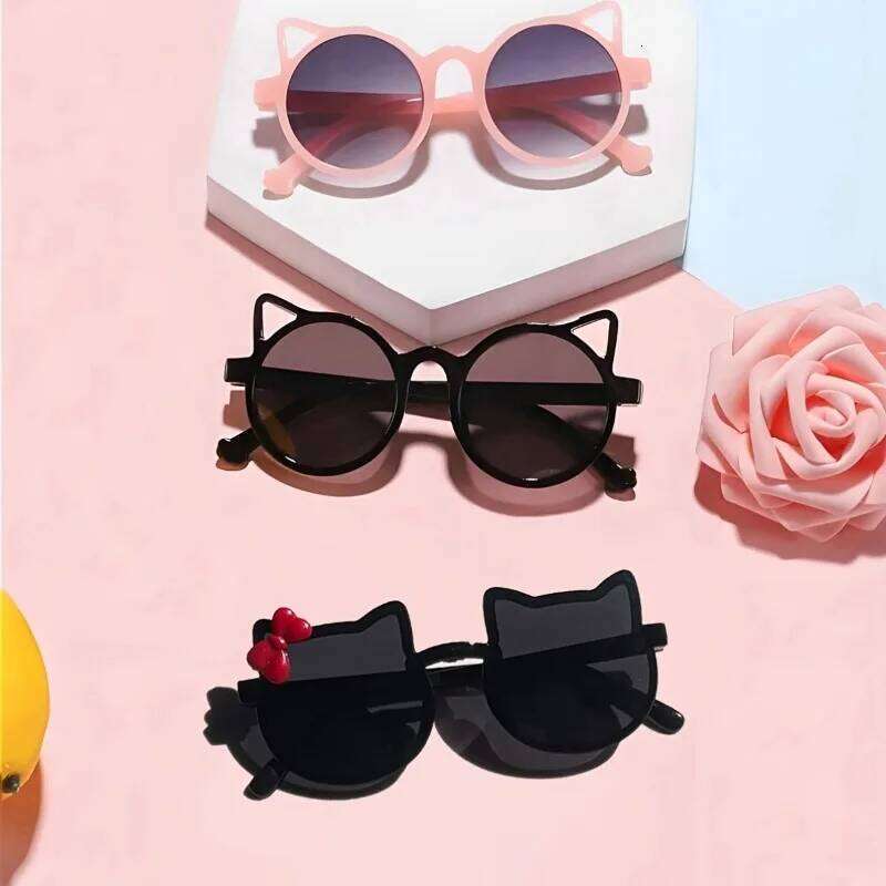 Girls Boys Cute Animal Cartoon Ears Outdoor Sun Protection Children Lovely Vintage Sunglasses H260130