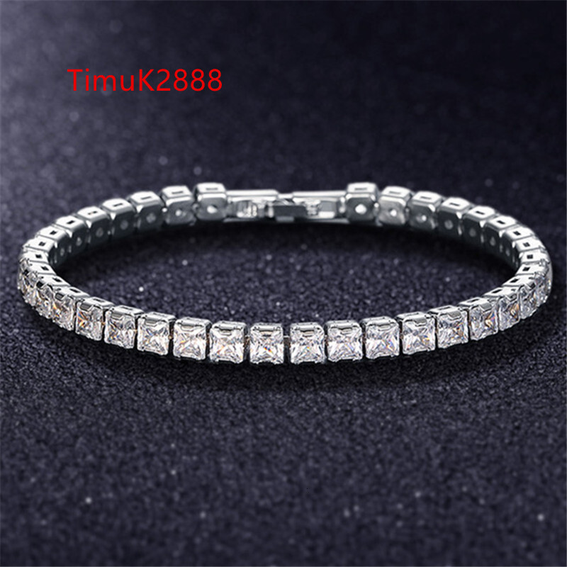 Charm Bracelets Tennis 4x4mm square diamond tennis bracelet designer for woman luxury silver gold mens bracelets copper 3x6mm 3A zirconia bangles jewe